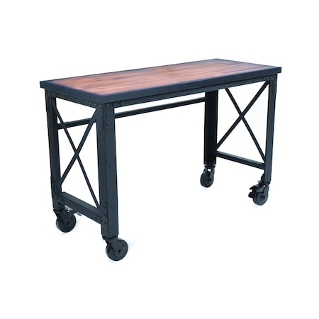 Duramax 52 In. x 24 In. Rolling Industrial Worktable Desk with solid wood top 68022